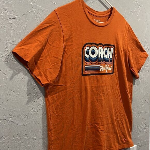 🔥🔥 COACH NEW YORK Designer Brand T-shirt Women Sz XL - Burnt Orange - PERFECT - Picture 6 of 9